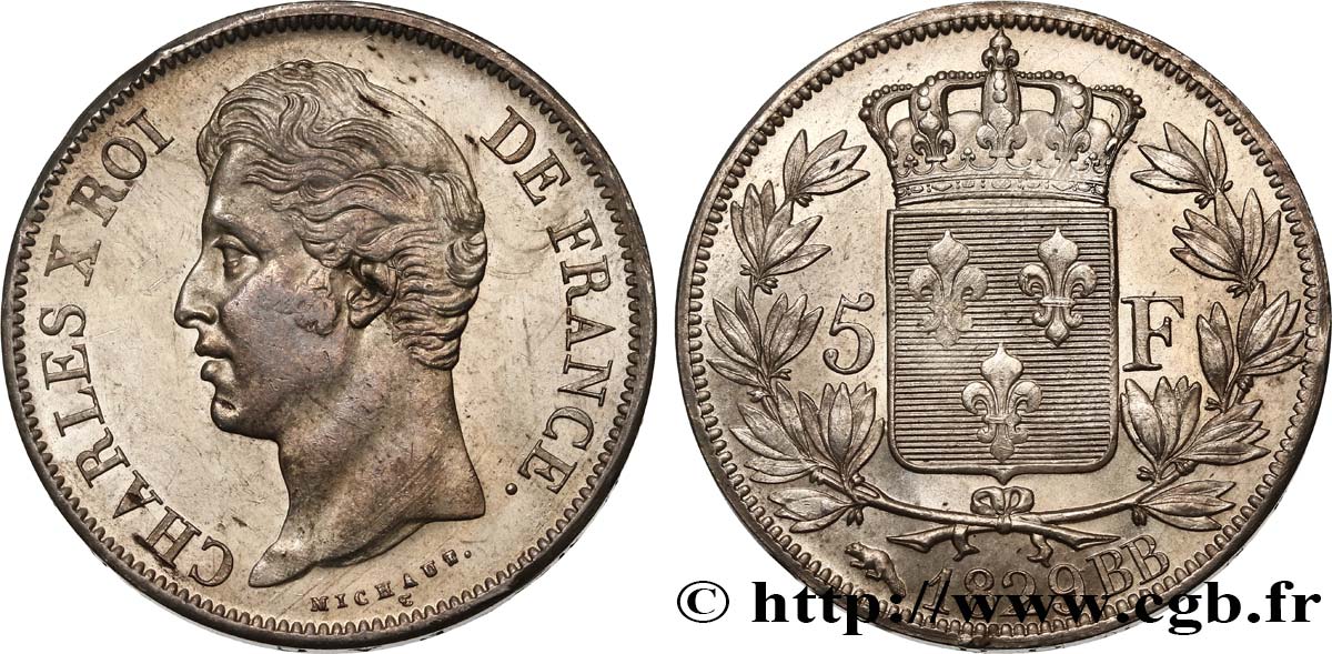 5 francs Charles X, 2e type 1829 Strasbourg F.311/29 SUP55 