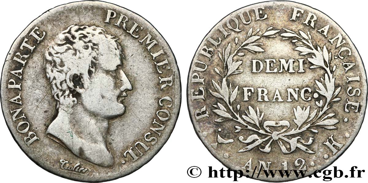 Demi-franc Bonaparte Premier Consul 1804 Bordeaux F.173/8 BC30 