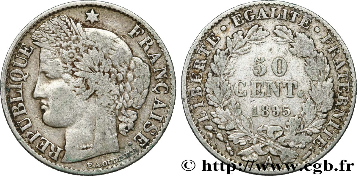 50 centimes Cérès, Troisième République 1895 Paris F.189/16 MB35 