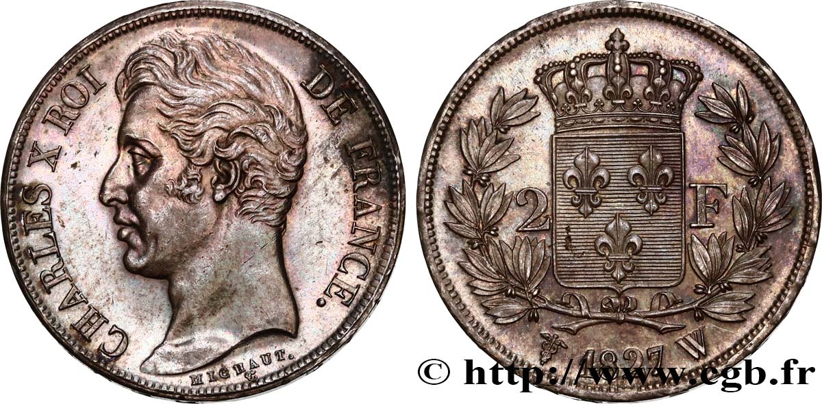 2 francs Charles X 1827 Lille F.258/35 MS 