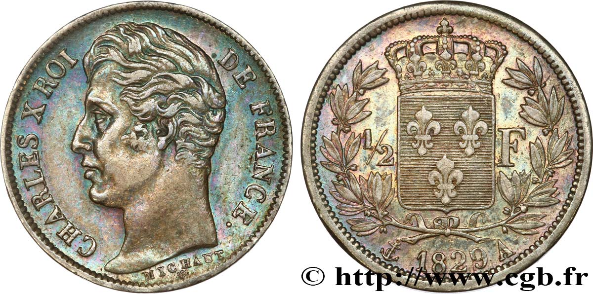 1/2 franc Charles X 1829 Paris F.180/37 EBC55 