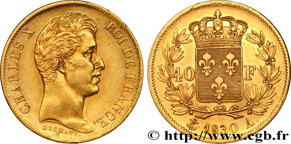 40 francs or Charles X, 2e type 1830 Paris F.544/5 BB48 