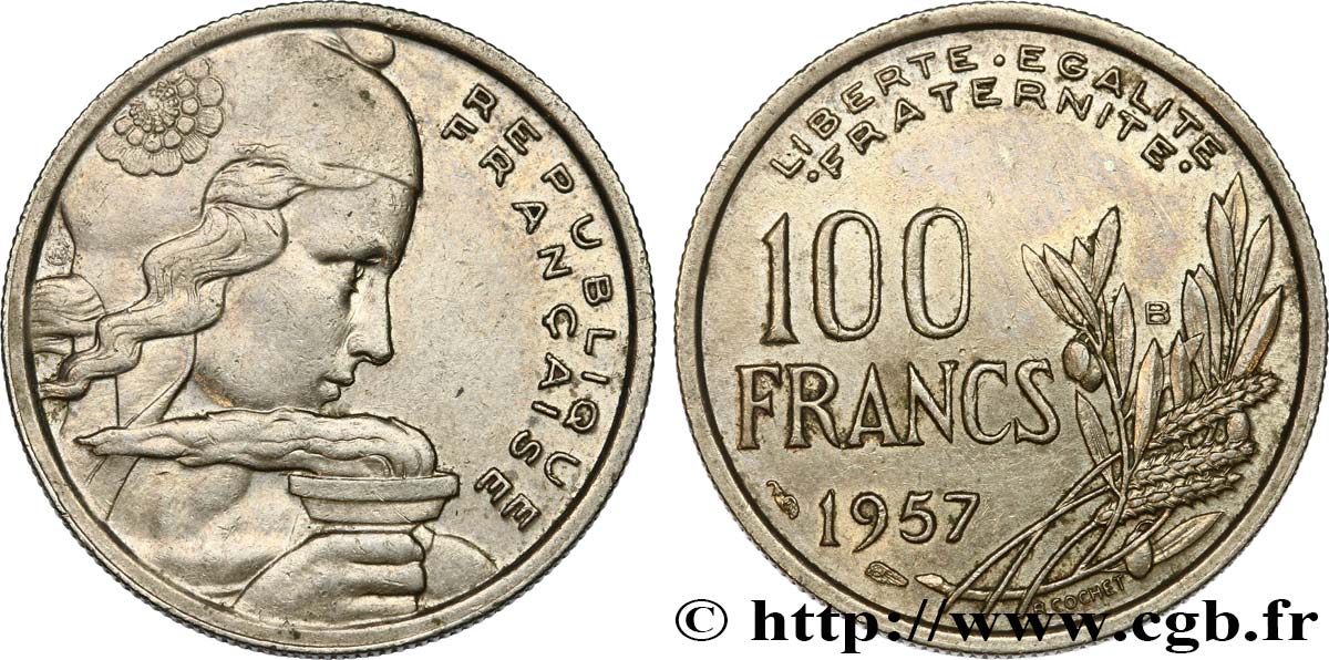 100 francs Cochet 1957 Beaumont-le-Roger F.450/11 AU52 