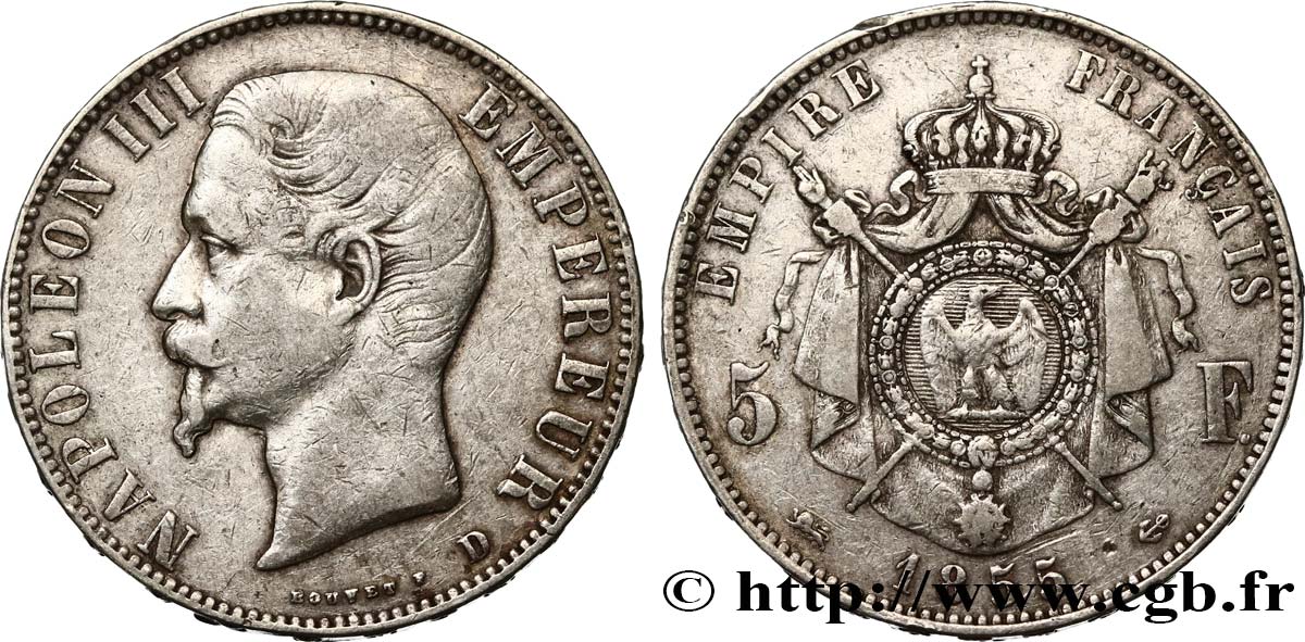 5 francs Napoléon III, tête nue 1855 Lyon F.330/5 fmd_456057 现代