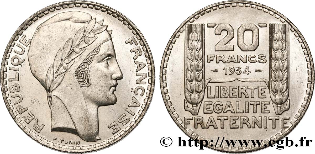20 francs Turin 1934  F.400/6 MS60 