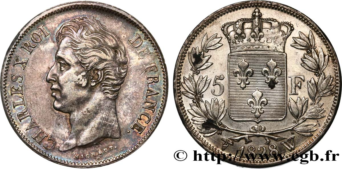 5 francs Charles X, 2e type 1828 Lille F.311/26 TTB+/SUP 