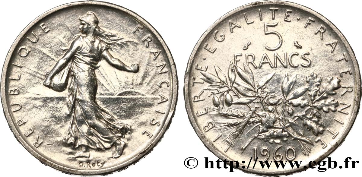 5 francs Semeuse, argent 1960 Paris F.340/4 q.SPL 