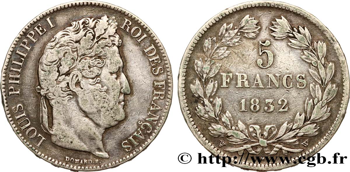 5 francs IIe type Domard 1832 Lille F.324/13 S 