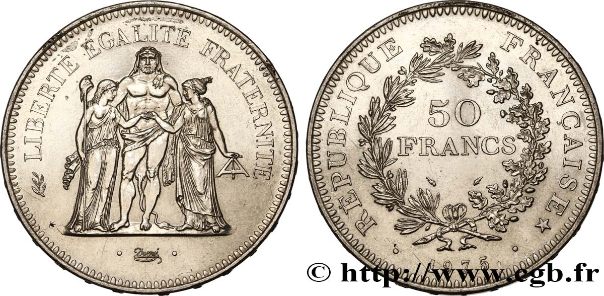 Valeur Piece 50 Francs Argent Hercule 1975