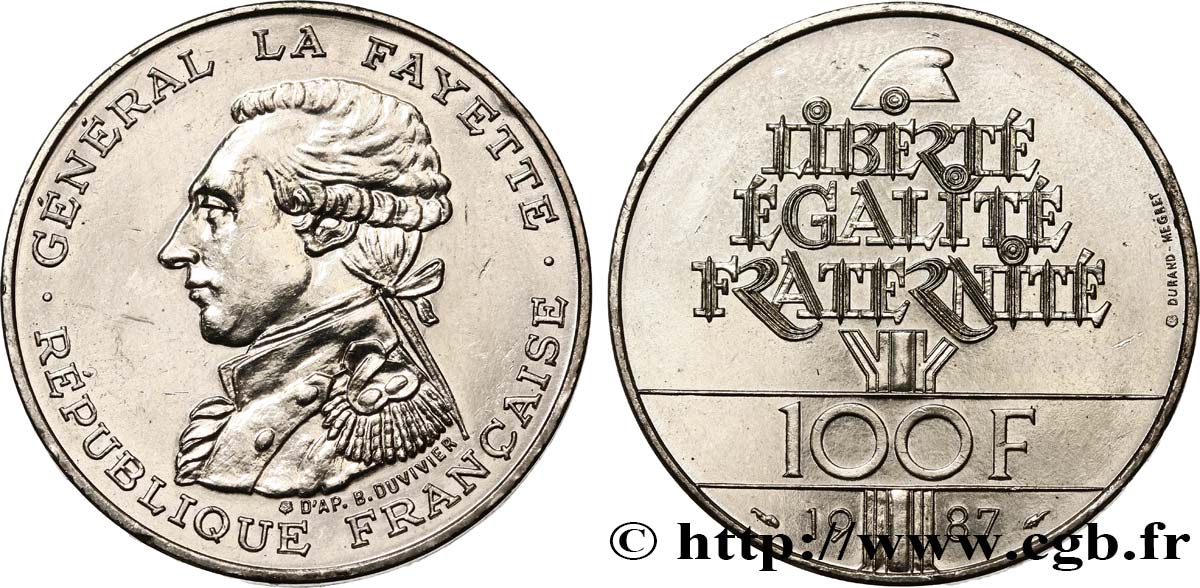 100 francs Égalité - La Fayette 1987  F.455/2 AU 