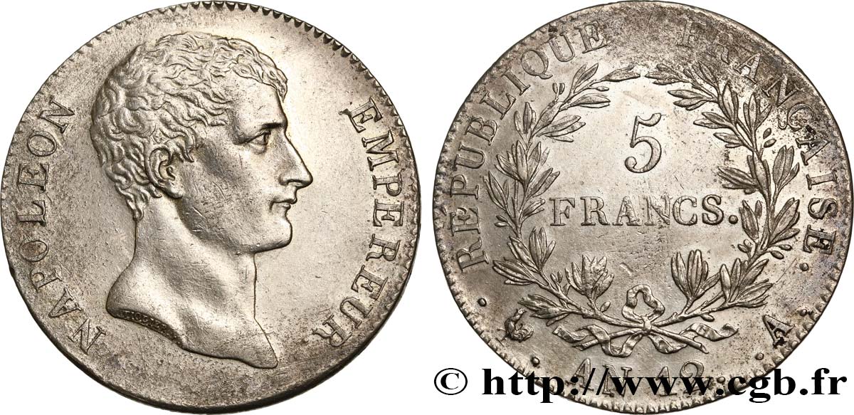 5 francs Napoléon Empereur, type intermédiaire 1804 Paris F.302/1 TTB+ 