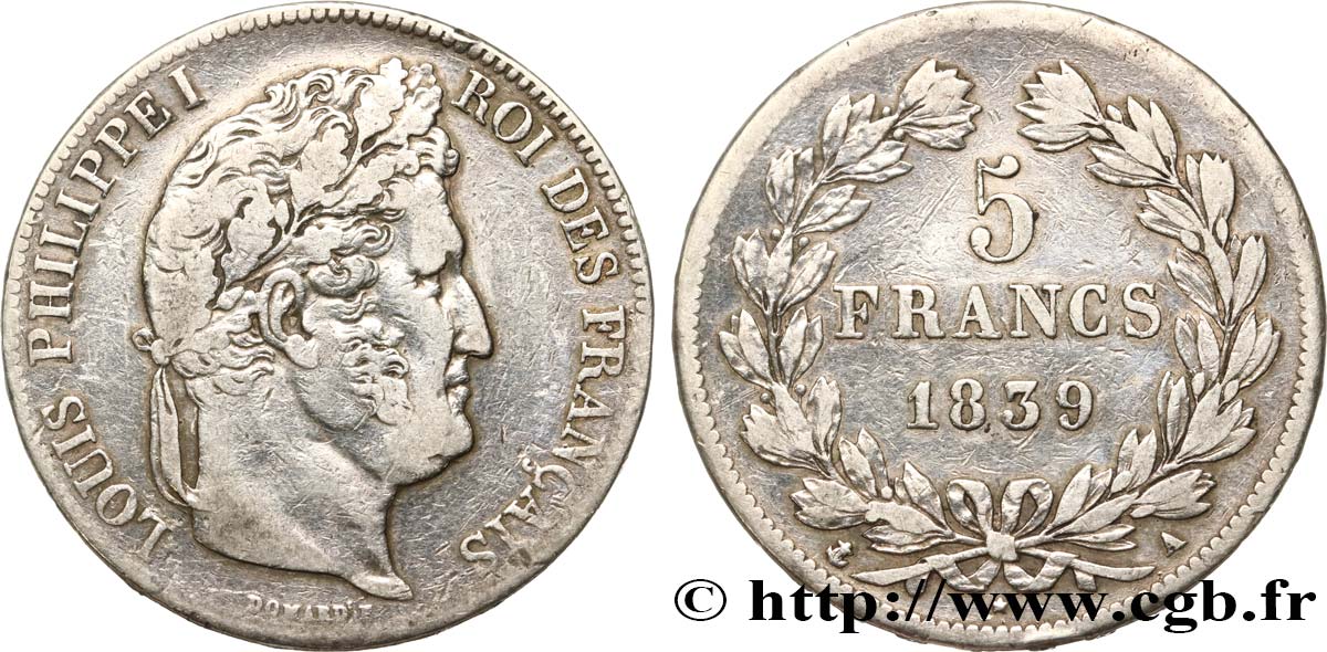 5 francs IIe type Domard 1839 Paris F.324/75 VF 