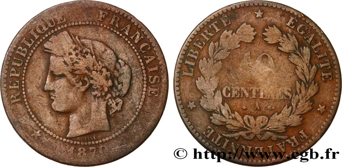 10 centimes Cérès 1870 Paris F.135/4 TB15 