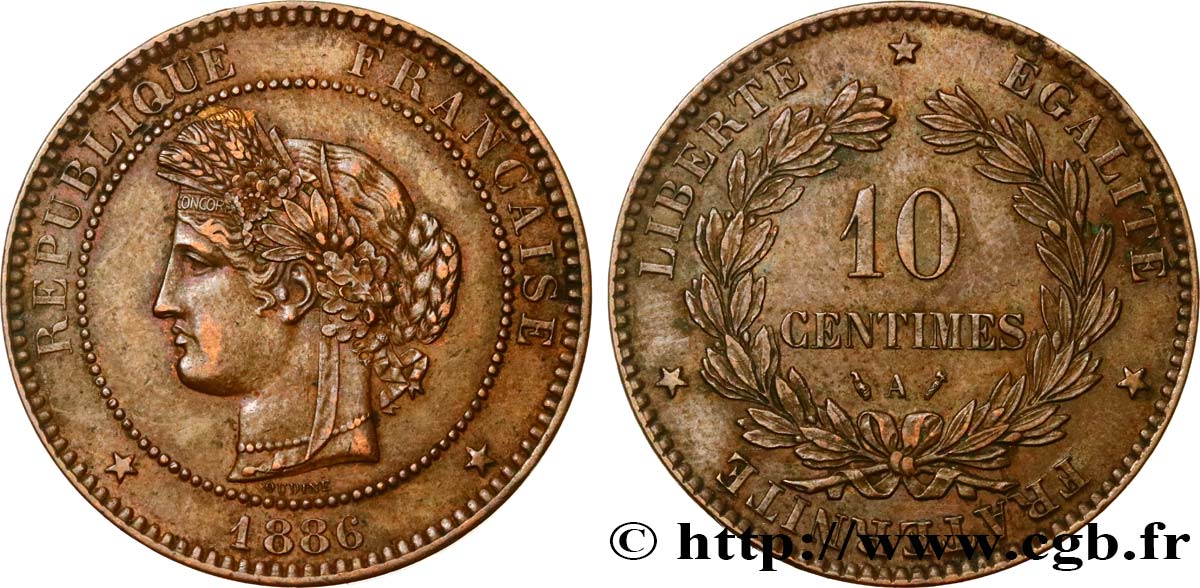 10 centimes Cérès 1886 Paris F.135/30 MBC52 