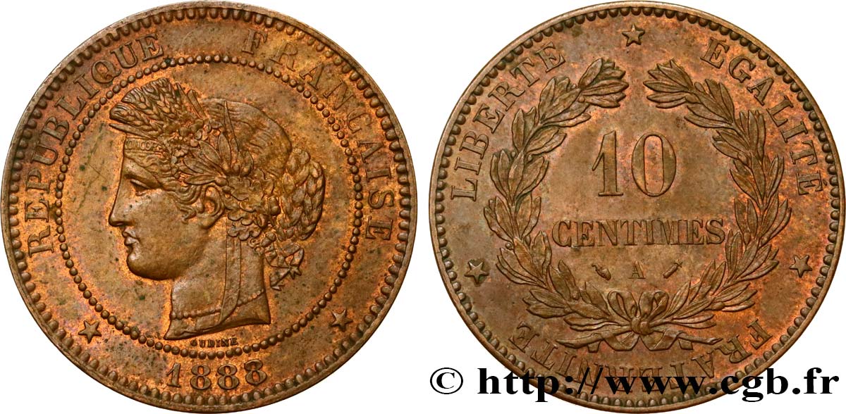 10 centimes Cérès, 1888/7 1888 Paris F.135/32 AU55 