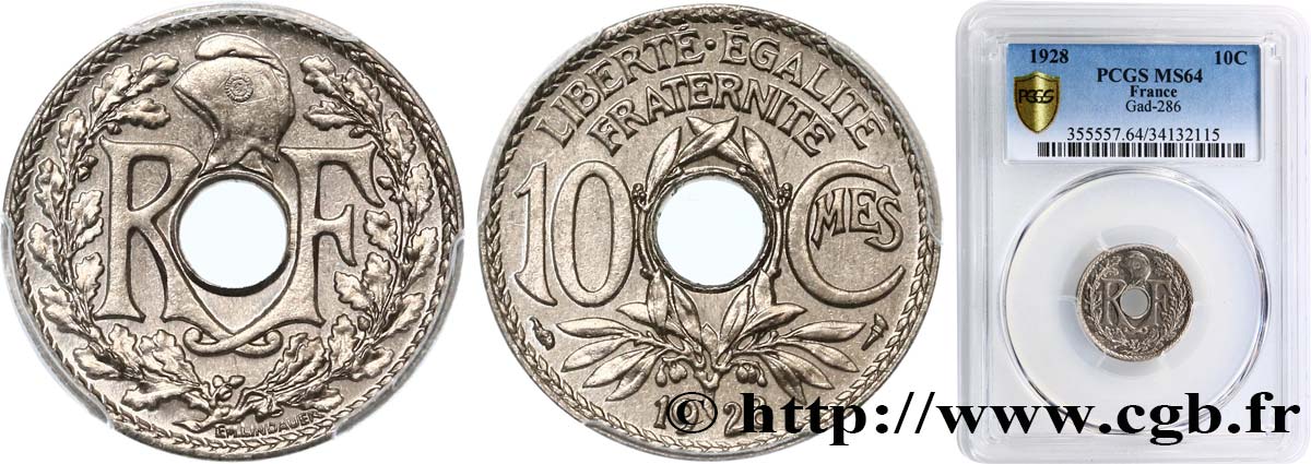 10 centimes Lindauer 1928  F.138/15 SPL64 PCGS