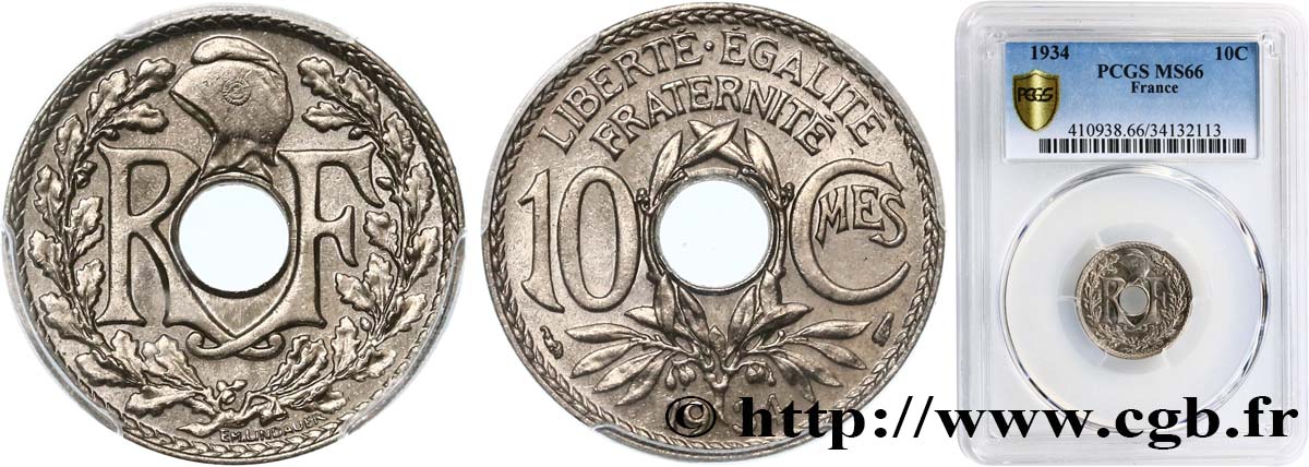 10 centimes Lindauer 1934  F.138/21 FDC66 PCGS