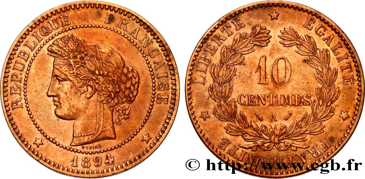 10 centimes Cérès 1894 Paris F.135/39 MBC+ 