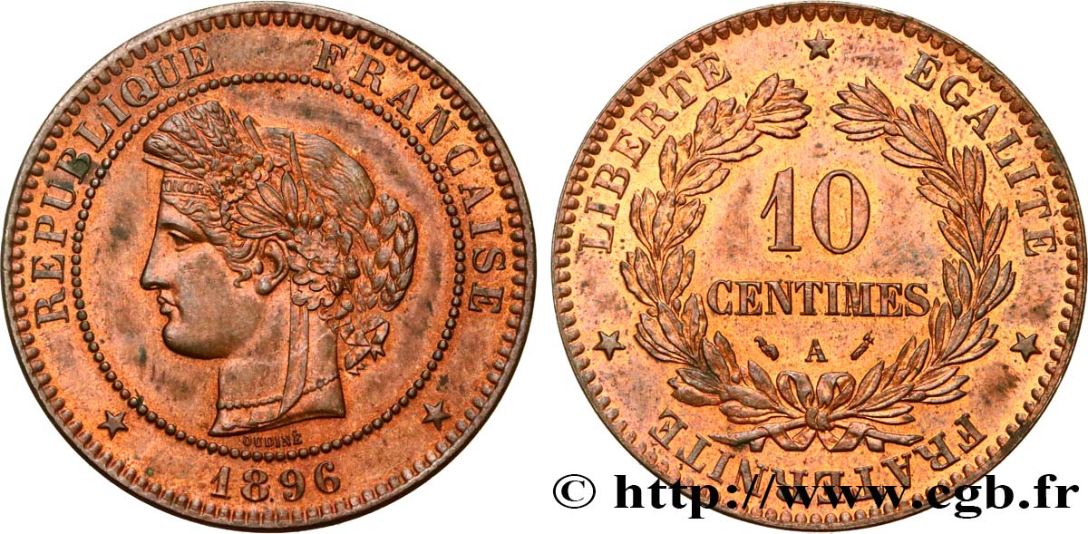 10 centimes Cérès 1896 Paris F.135/41 SPL55 
