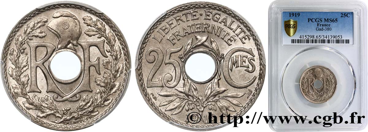 25 centimes Lindauer 1919  F.171/3 FDC65 PCGS