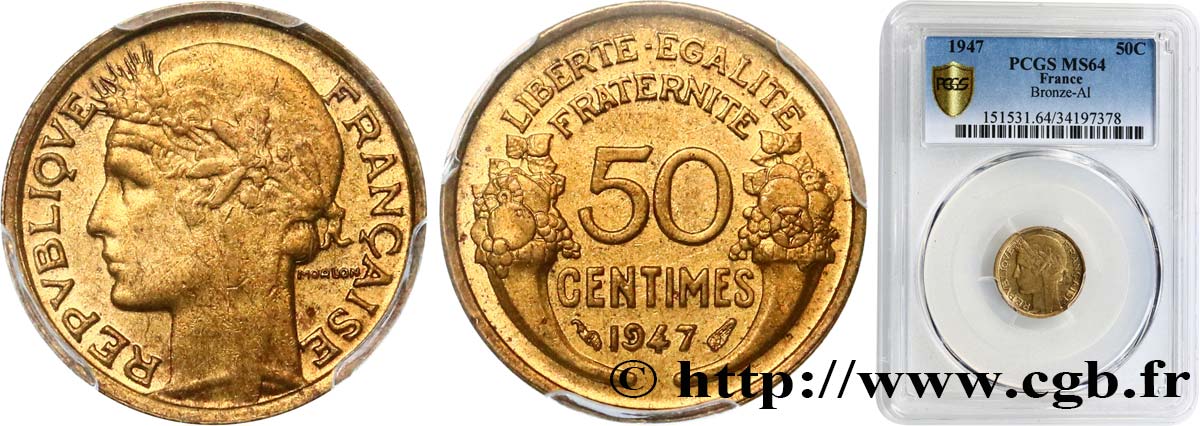 50 centimes Morlon  1947  F.192/19 SPL64 PCGS