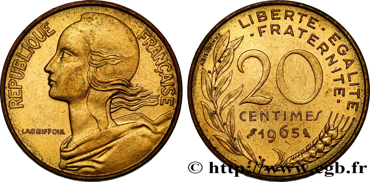 20 centimes Marianne 1965 Paris F.156/5 MS 