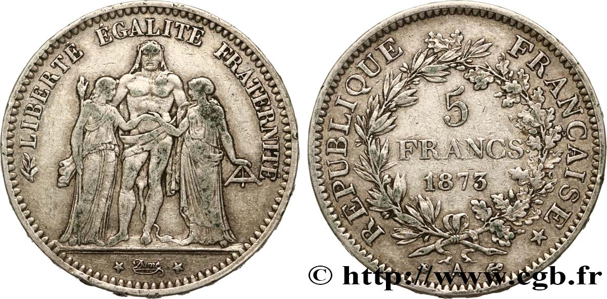 5 francs Hercule 1873 Paris F.334/9 MB 