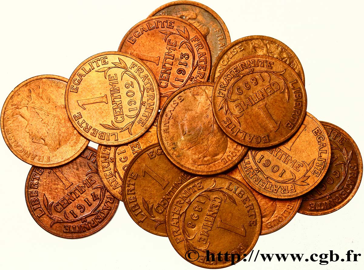 Lot de 15 pièces de 1 centime Daniel-Dupuis n.d. n.l. F.105/1 BB/q.SPL 