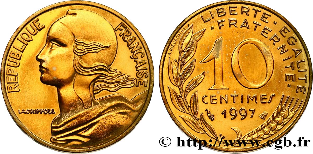 10 centimes Marianne, BE (Belle Épreuve) 1997 Pessac F.144/41 var. MS 