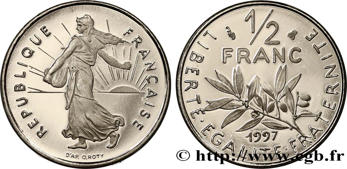 1/2 franc Semeuse, BE (Belle Épreuve) 1997 Pessac F.198/40 var. FDC 