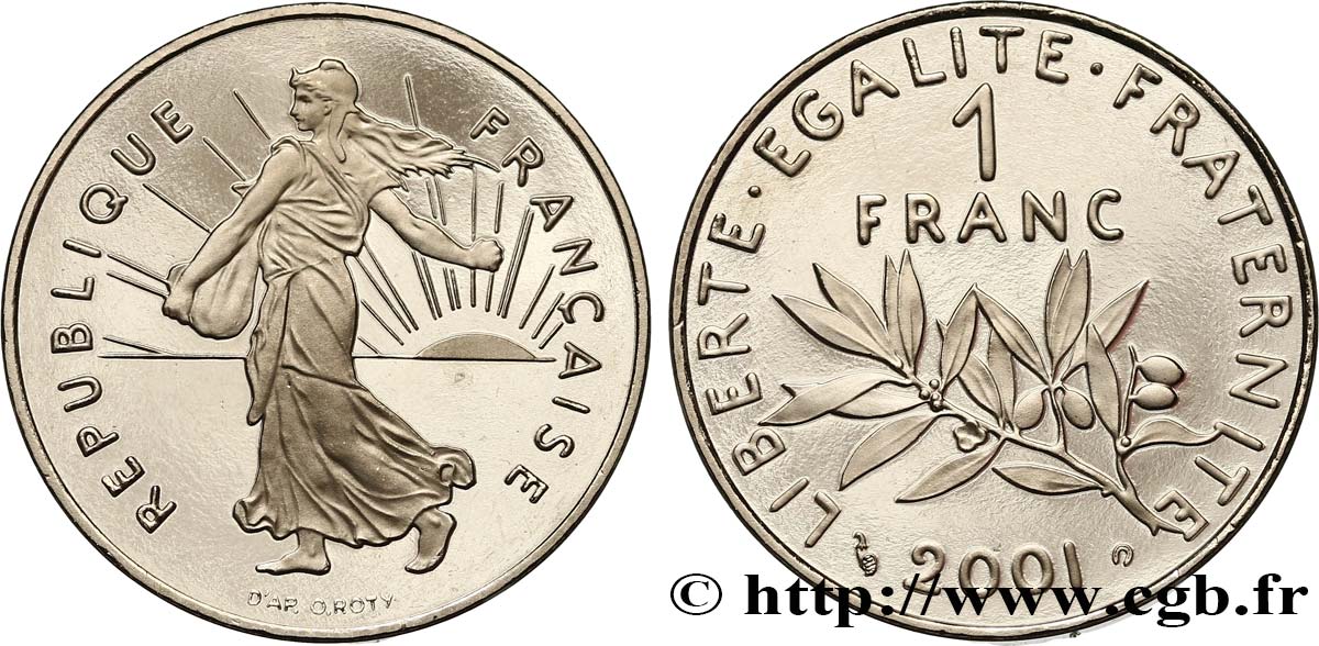 1 franc Semeuse, nickel, BE (Belle Épreuve) 2001 Pessac F.226/49 var. FDC 