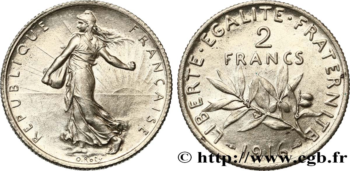 2 francs Semeuse 1916  F.266/18 MS60 
