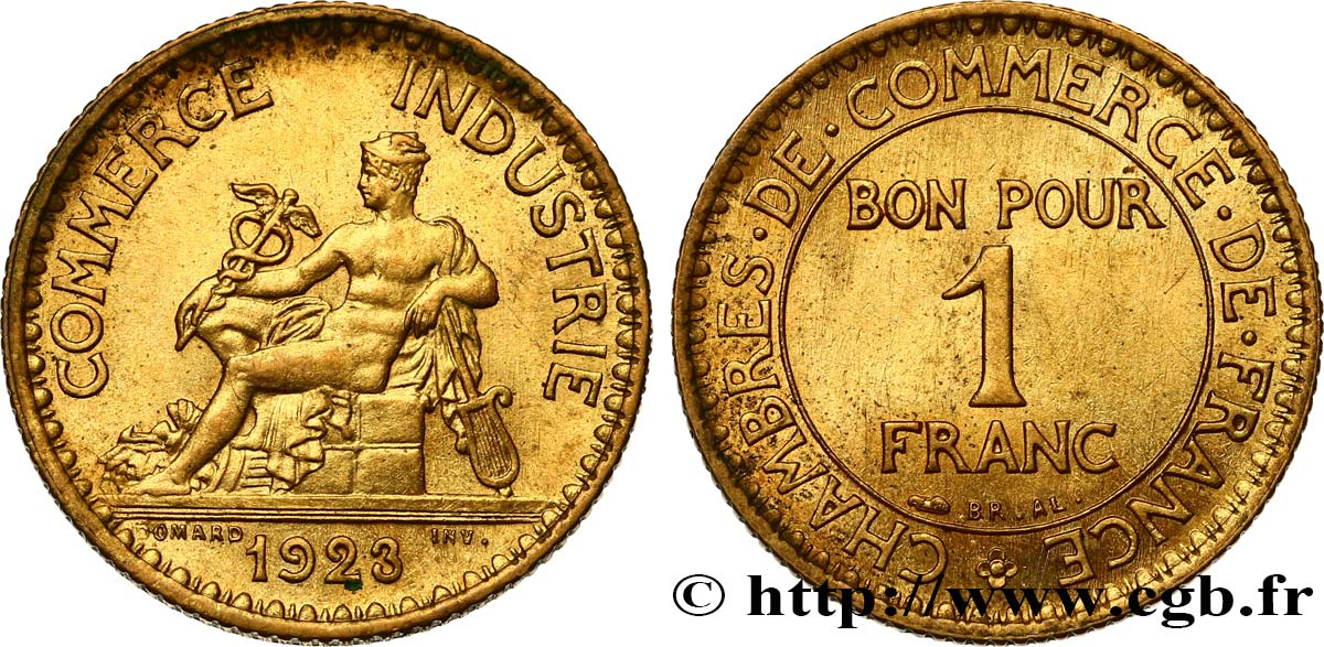 Valeur Piece Bon Pour 1 Franc Chambre Commerce 1923