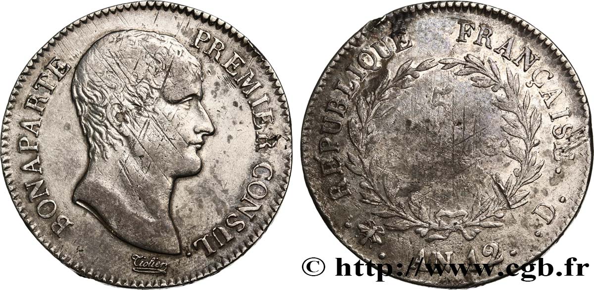 5 francs Bonaparte Premier Consul 1804 Lyon F.301/13 MB 