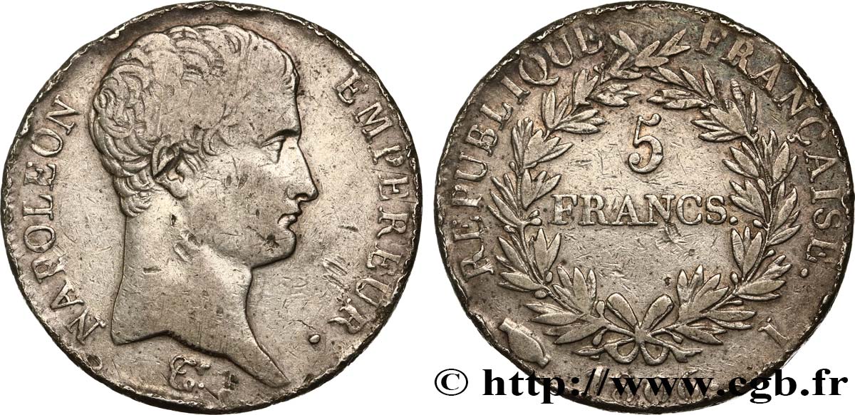 5 francs Napoléon Empereur, Calendrier grégorien 1806 Limoges F.304/5 TB30 