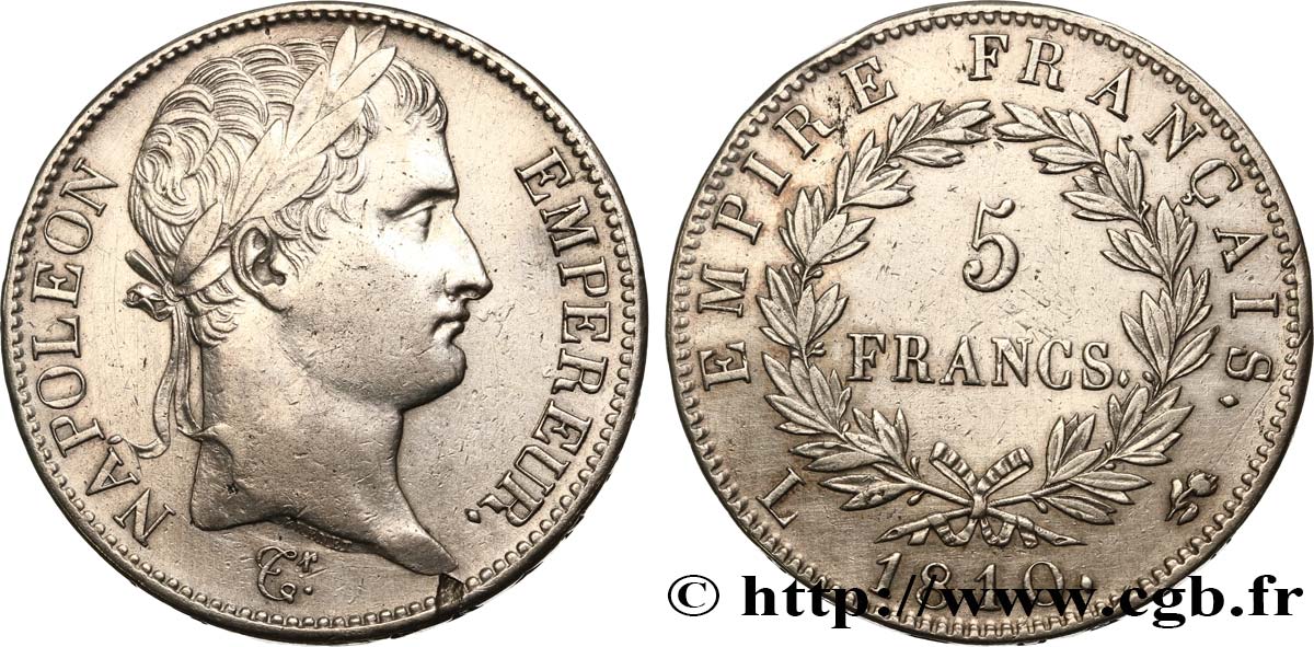 5 francs Napoléon Empereur, Empire français 1810 Bayonne F.307/21 TTB+ 