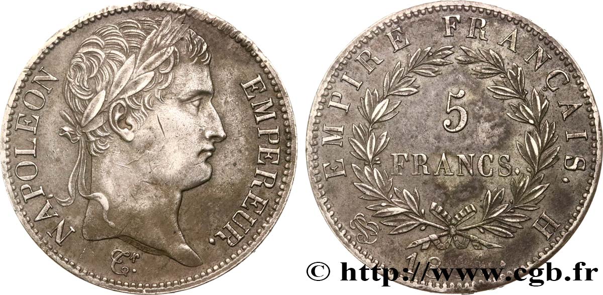 5 francs Napoléon Empereur, Empire français 1811 La Rochelle F.307/31 AU50 