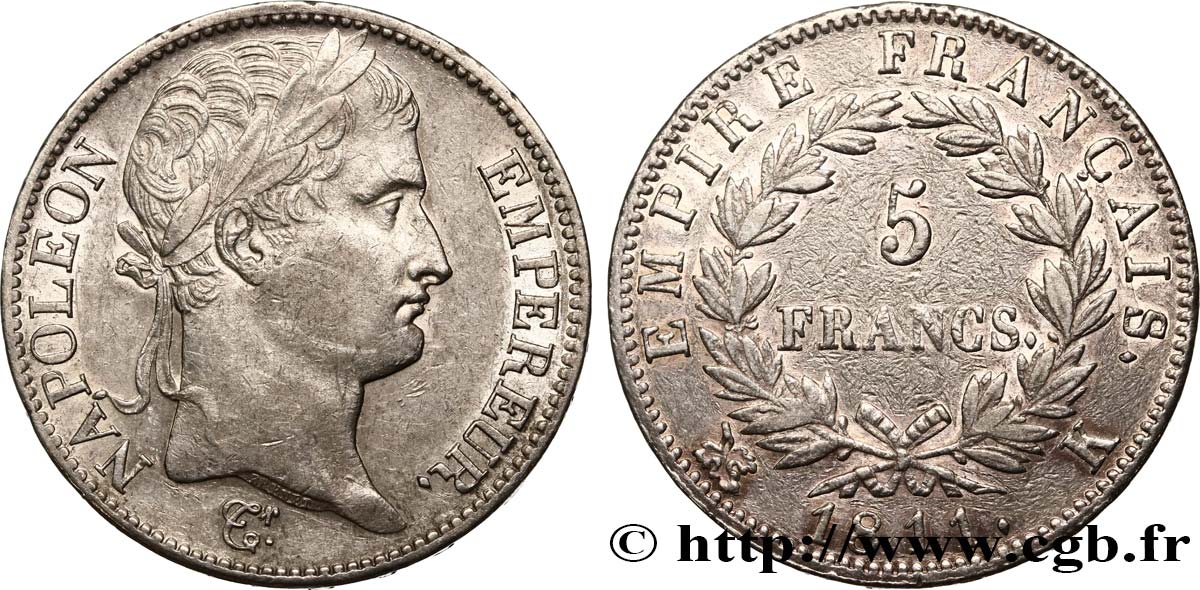 5 francs Napoléon Empereur, Empire français 1811 Bordeaux F.307/33 MBC 