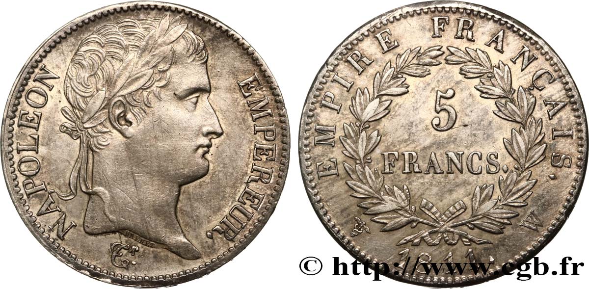5 francs Napoléon Empereur, Empire français 1811 Lille F.307/40 BB50 