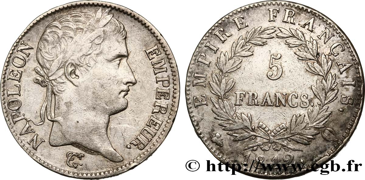 5 francs Napoléon Empereur, Empire français 1812 Perpignan F.307/51 TTB40 