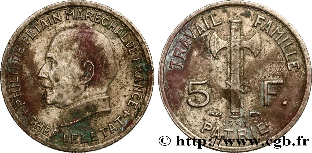5 francs Pétain 1941  F.338/2 VF 