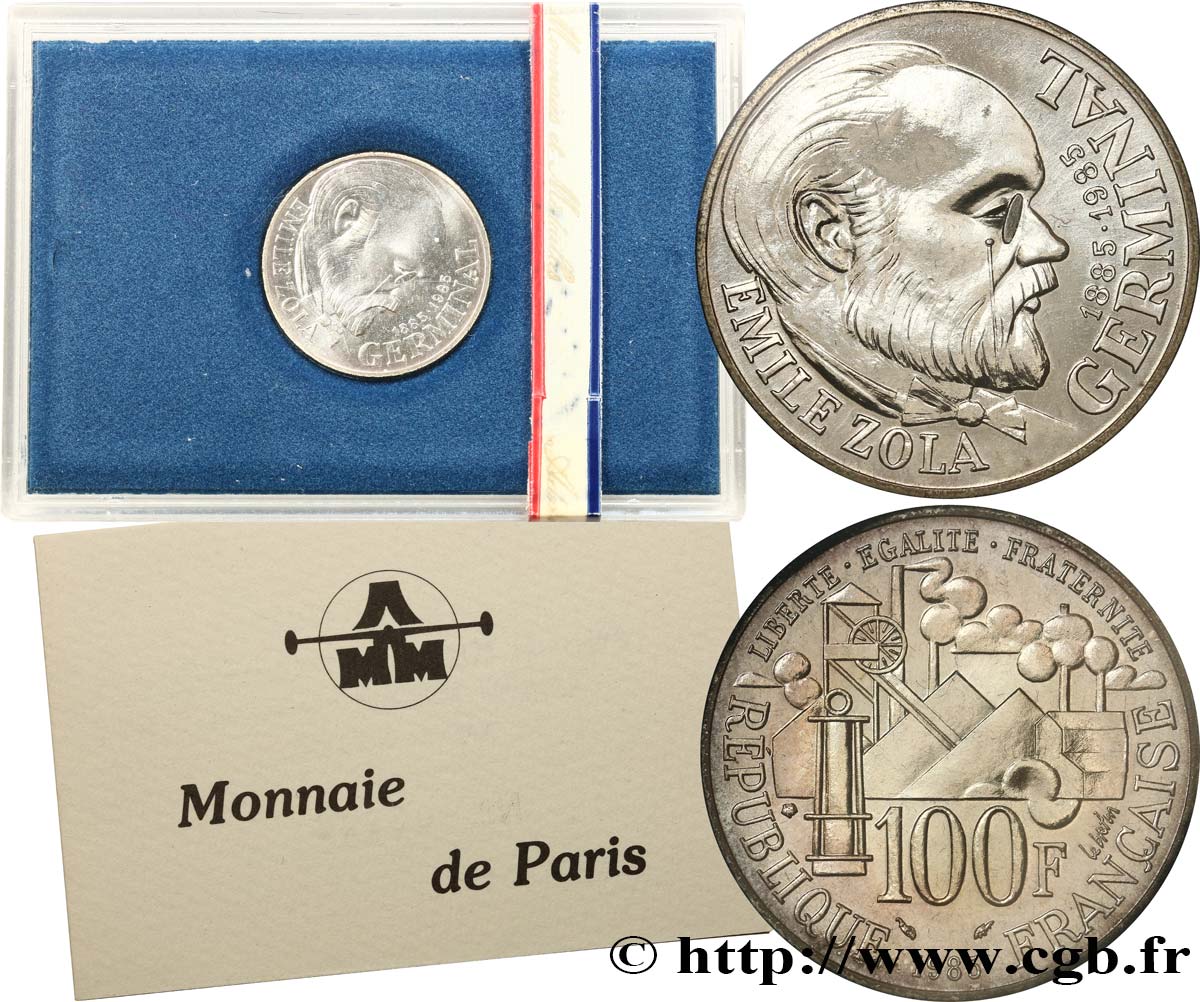 Brillant Universel 100 francs Émile Zola 1985 Paris F.453/2 var. MS65 