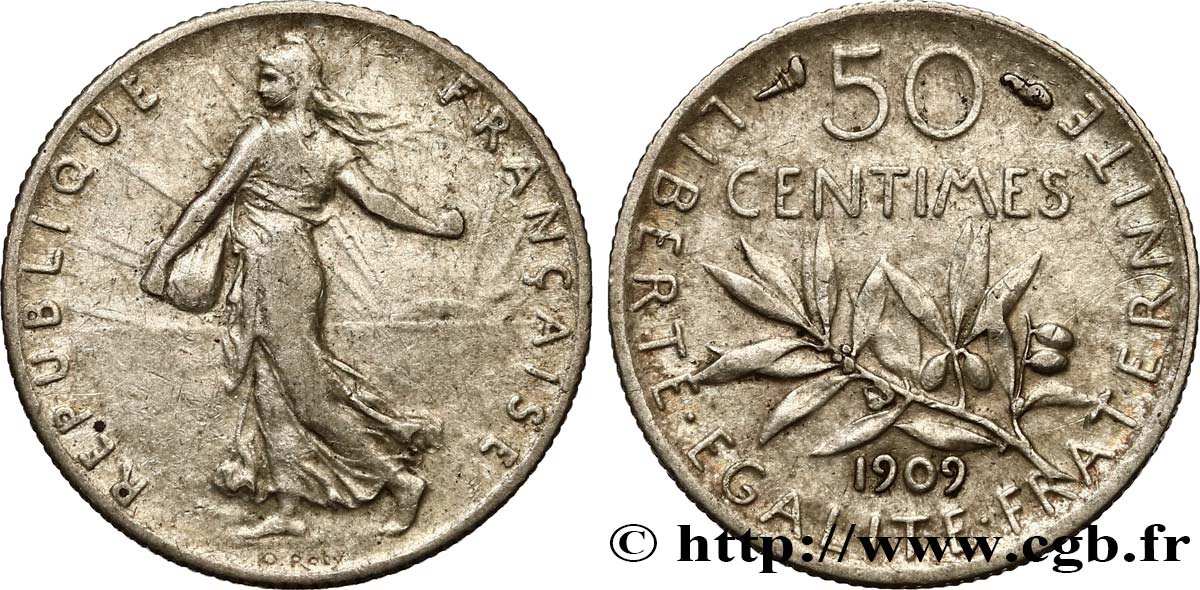 50 centimes Semeuse 1909  F.190/16 BC35 