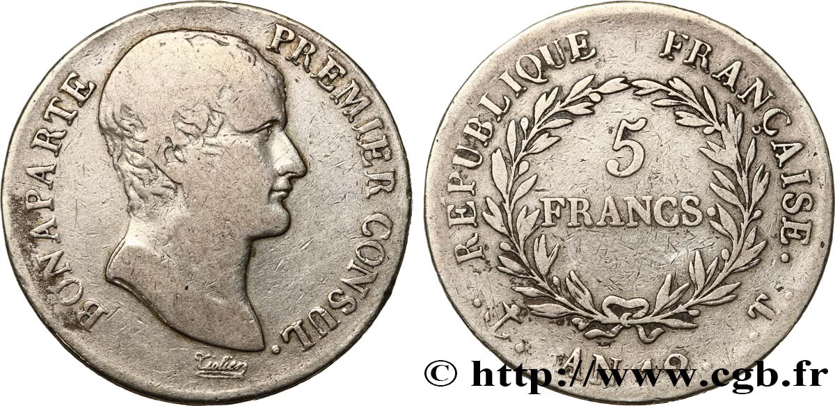 5 francs Bonaparte Premier Consul 1804 Nantes F.301/24 VF25 