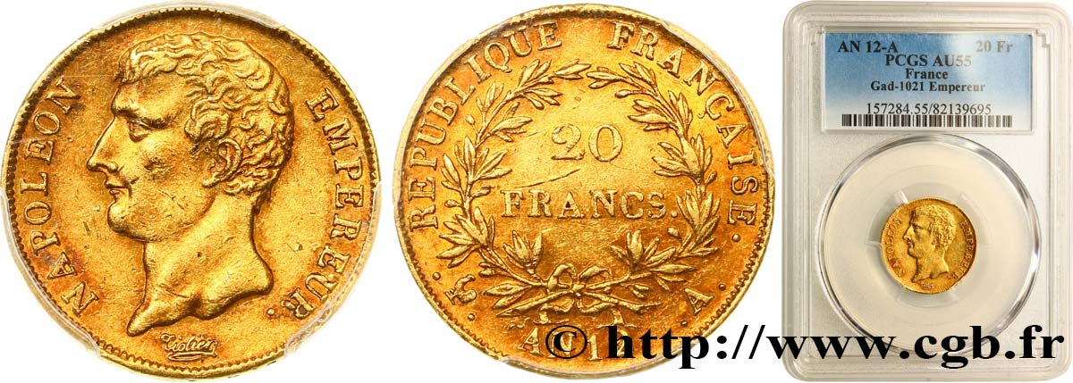 20 francs or Napoléon Empereur, buste intermédiaire 1804 Paris F.511/1 AU55 PCGS