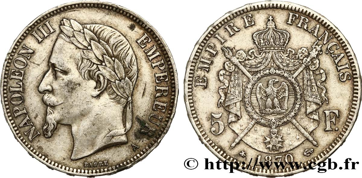 Valeur Pièce 5 Francs Napoléon 3 1870