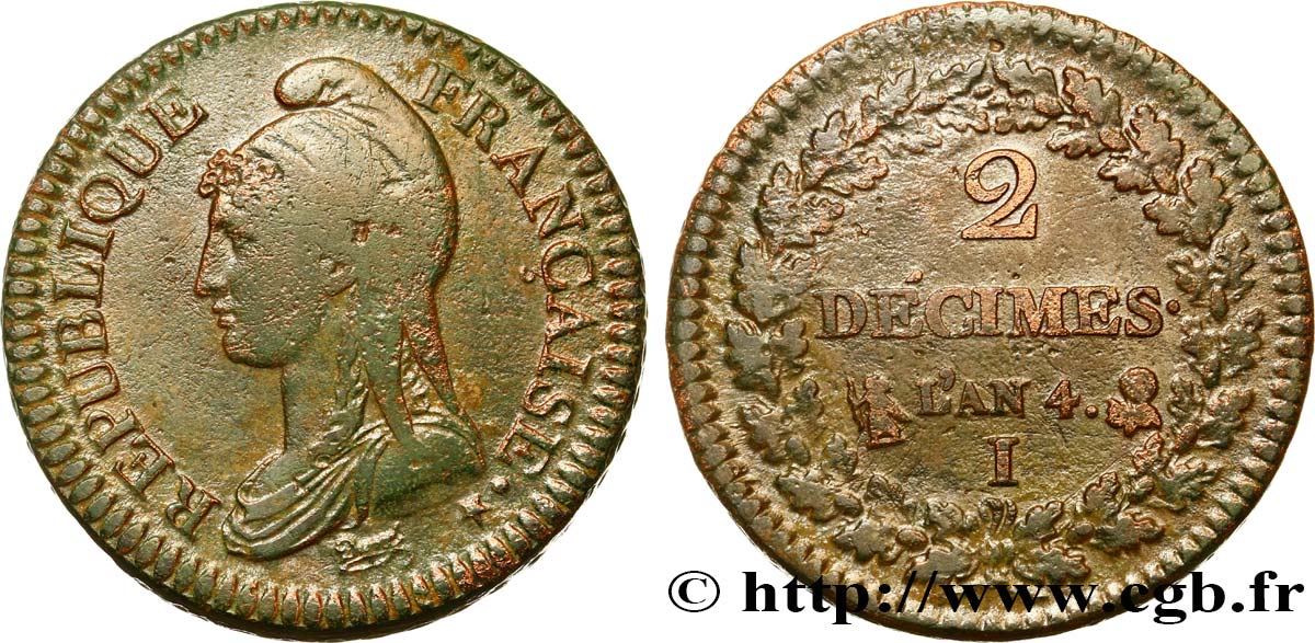 2 décimes Dupré 1796 Limoges F.145/6 MBC40 