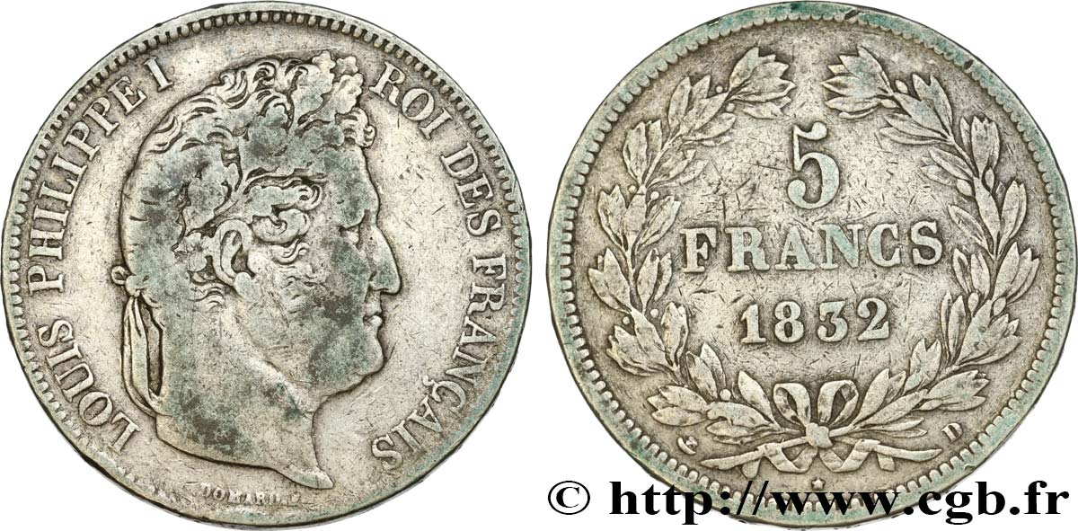 5 francs IIe type Domard 1832 Lyon F.324/4 S25 