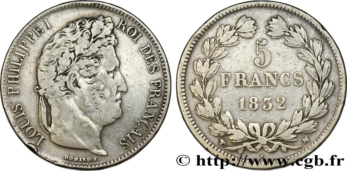 5 francs IIe type Domard 1832 Marseille F.324/10 MB25 