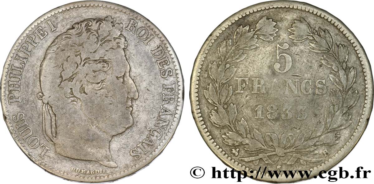 5 francs IIe type Domard 1833 Rouen F.324/15 S15 